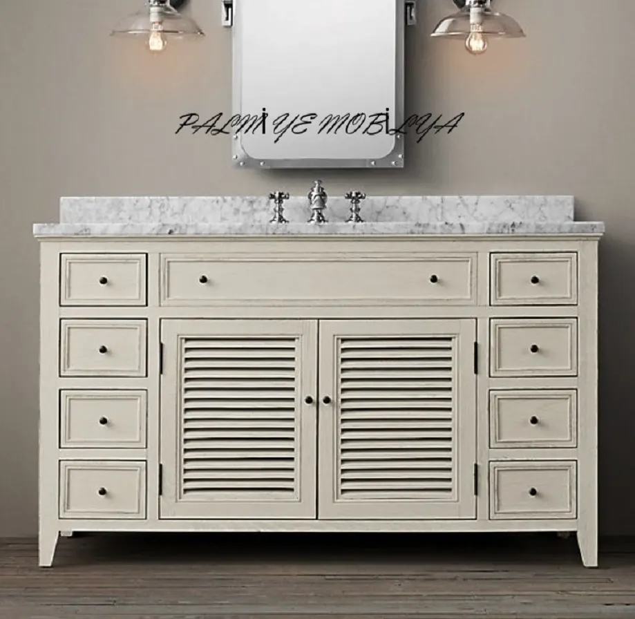 Ahşap banyo dolapları eskitme masif banyo dolapları 56 1 1